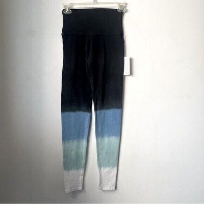 Electric & Rose Retro Sunset Black Blue Tie Dye Leggings XS NWT